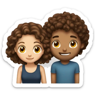 brown haired girl hugging her curly haired brunette boyfriend  sticker