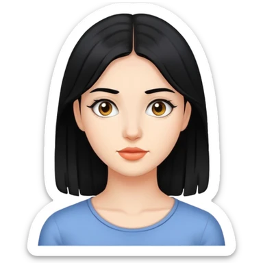 young woman with black hair, 25 years old sticker