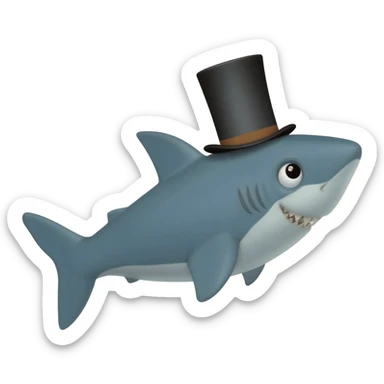 Shark with a top hat sticker