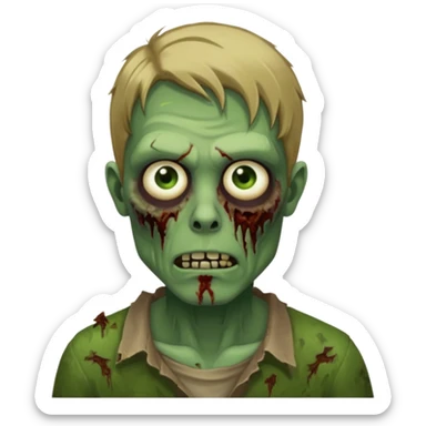 pretty dark blonde hair zombie man with green skin sticker