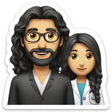 Long hair Jewish girl with tall ophthalmologist Arabic boy sticker