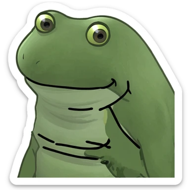 bufo frog in a colorful tank top, facing right, meme style sticker