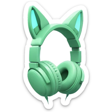 Pastel green cat ear gaming headphones sticker