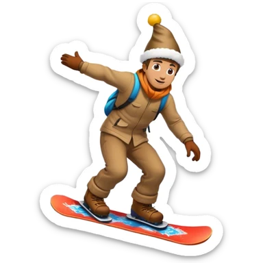 birthday guy snowboarding mountain sticker