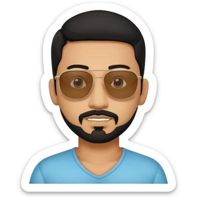 Indian man with  black hair and Goatee and sunglasses sticker