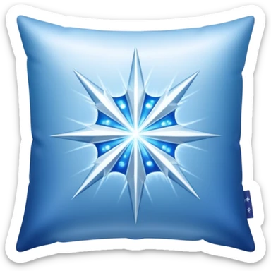 simple magical pillow emoji, shimmering blue and silver, with a frosty, sparkling aura sticker