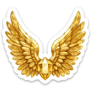 raw golden crystal with angel wings sticker