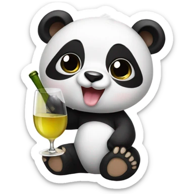 Baby panda drinking white wine sticker