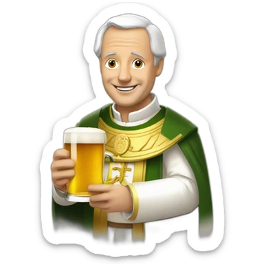 Éric zemour qui boi une bière avec le pape sticker