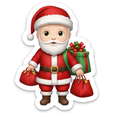 baby Santa Claus is carrying a bag of presents  sticker