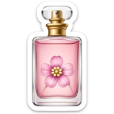 a rectangular glass bottle of perfume from which perfume is sprayed, without other additional objects sticker