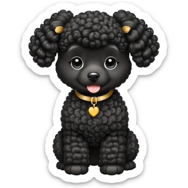 elegant black french poodle with curly fur sticker