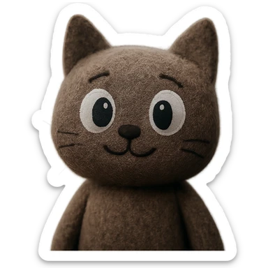 plush cat with big eyes, cute and fluffy sticker