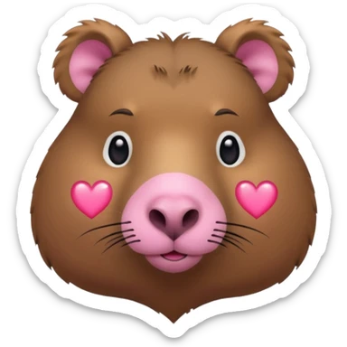 capybara face merged with a heart sticker