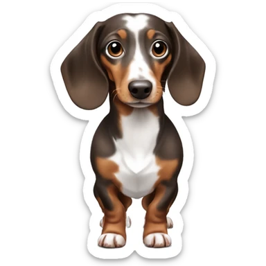Miniature brown and white dapple dachshund  sticker