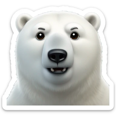 Polar bear with a small black bird head sticker
