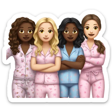 White Girl friends pajama party sticker