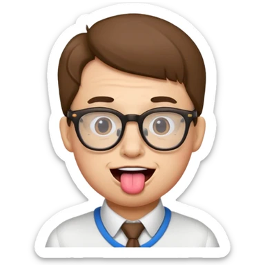 nerd face emoji with glasses and tongue sticking out sticker