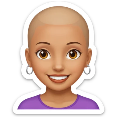 Girl tan skin with skin head. sticker