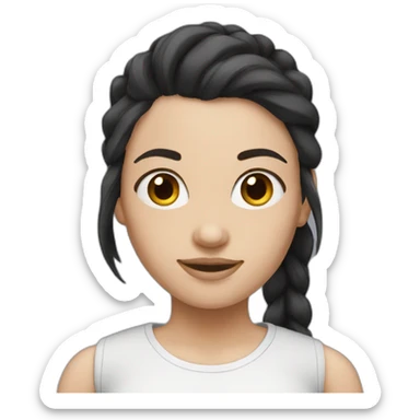 white women with dark hair pony tail  sticker