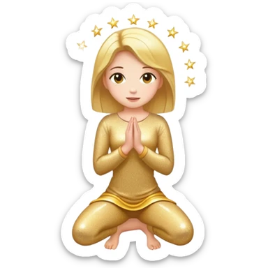 Women kneeling with sparkles around  sticker