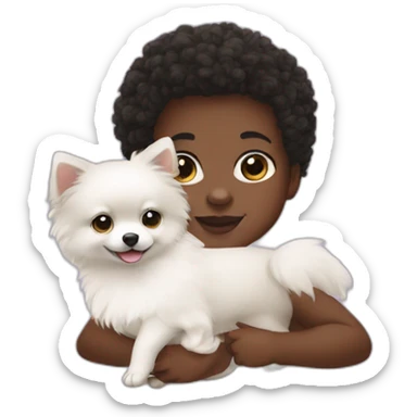 black baby with a white pomerania sticker