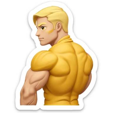 Emoji of Shoulders Muscle from side view, the human is yellow like on iphones. He has big shoulders. sticker
