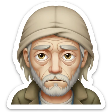 Homeless dirty man High on drugs no sleep veiny eyes irritated eyes sticker