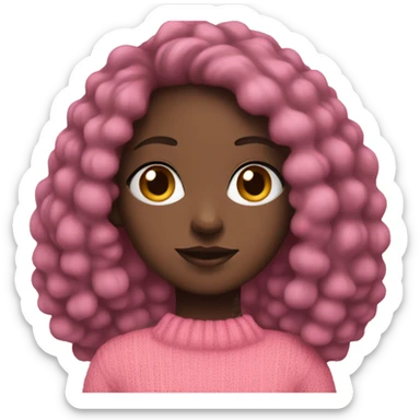 Black girl with pink sweater sticker