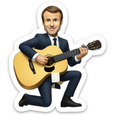 emmanuel macron jouant de la guitare sticker