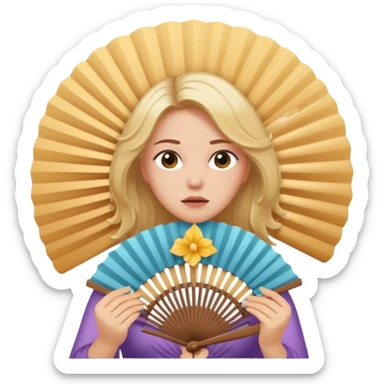 mulher com muito calor se abanando com leque sticker