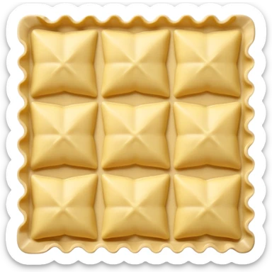 raw ravioli small square sheets pale yellow crimped edges central bump smooth matte flour dusting loose scatter no plate sauce or garnish soft lighting emoji scale sticker