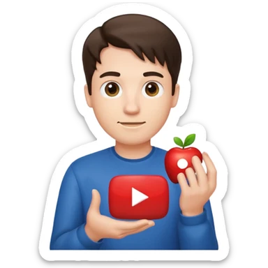 a man holding the YouTube logo, apple style emoji sticker
