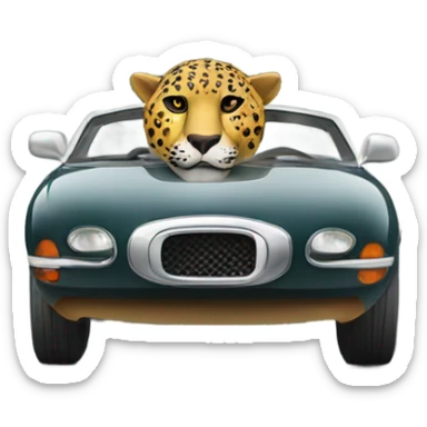 An elegant car jaguar crossing the finish line sticker