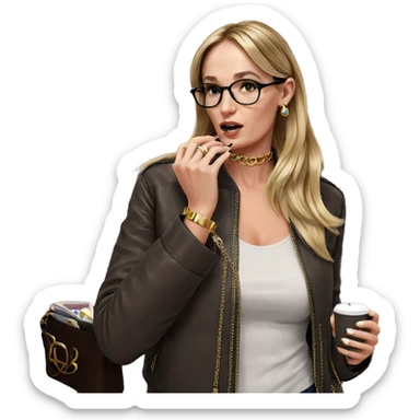blonde girl with stylish accessories sticker