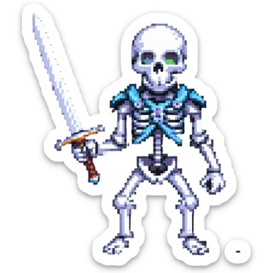 skeleton with a sword, action pose sticker