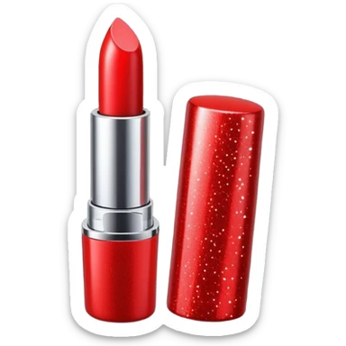 red lipstick with glitter sticker