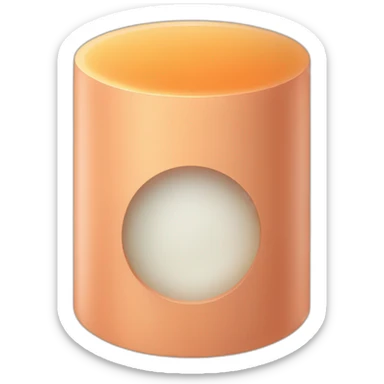 Peach colored cylinder with two circles sticker