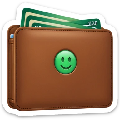 portefeuille marron avec quelques billets et carte bancaire sticker