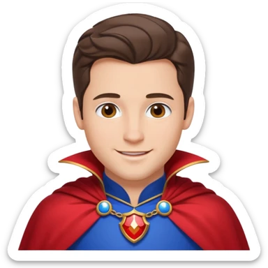 prince charming from snow white. He is brunette and has a red cape, under he's got a white shirt and a blue breast plate. He is smiling sticker