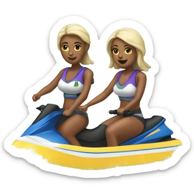 Twin bitchies hoppin off a jetski sticker