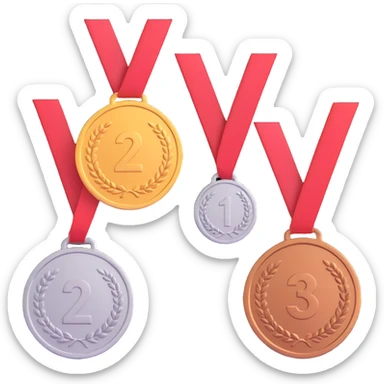 3 winners in 1st, 2nd & 3rd place emoji show the order numbered with 2, 1, 3 sticker