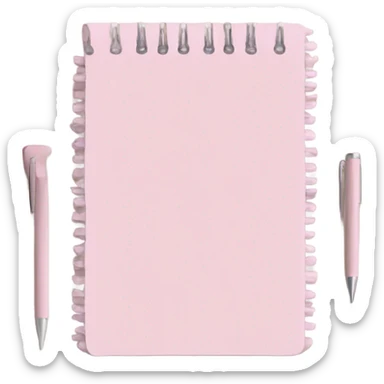 Pale pink notepad with pen sticker