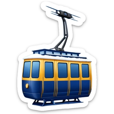 create a cablecar emoji in winter. make it navy dark blue. no yellow. and add the words in white: Lenk  sticker