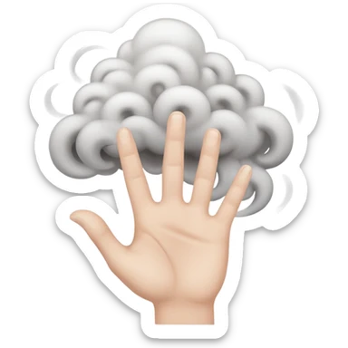 cartoon hands emerging from swirling smoke sticker