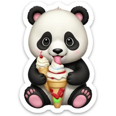 Panda eating ice cream sticker
