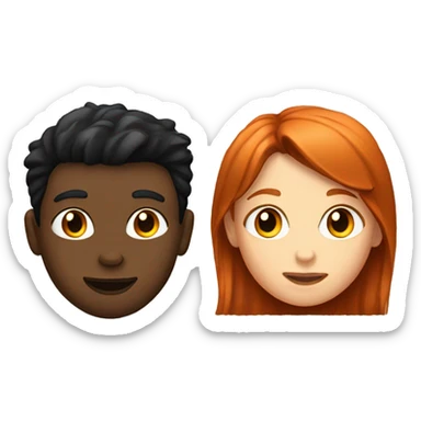 "Emoji of a red-haired girl and a black-haired, fair-skinned boy sitting on the ground." sticker