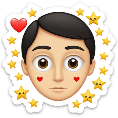 Quiero un emoji con el rostro de Félix de straykid, pero con los ojos más rasgados y con corazones, estrellas y destellos de luces alrededor, sobre su cabeza que diga "Te amo Josefa" con letras modernas pero cambia esos tonos que sean más naturales y que parezca un a persona oriental sticker