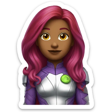 dc comics starfire red long hair, lime eyes, purple and silver spacesuit with no helmet sticker