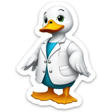 Duck wearing a labcoat sticker
